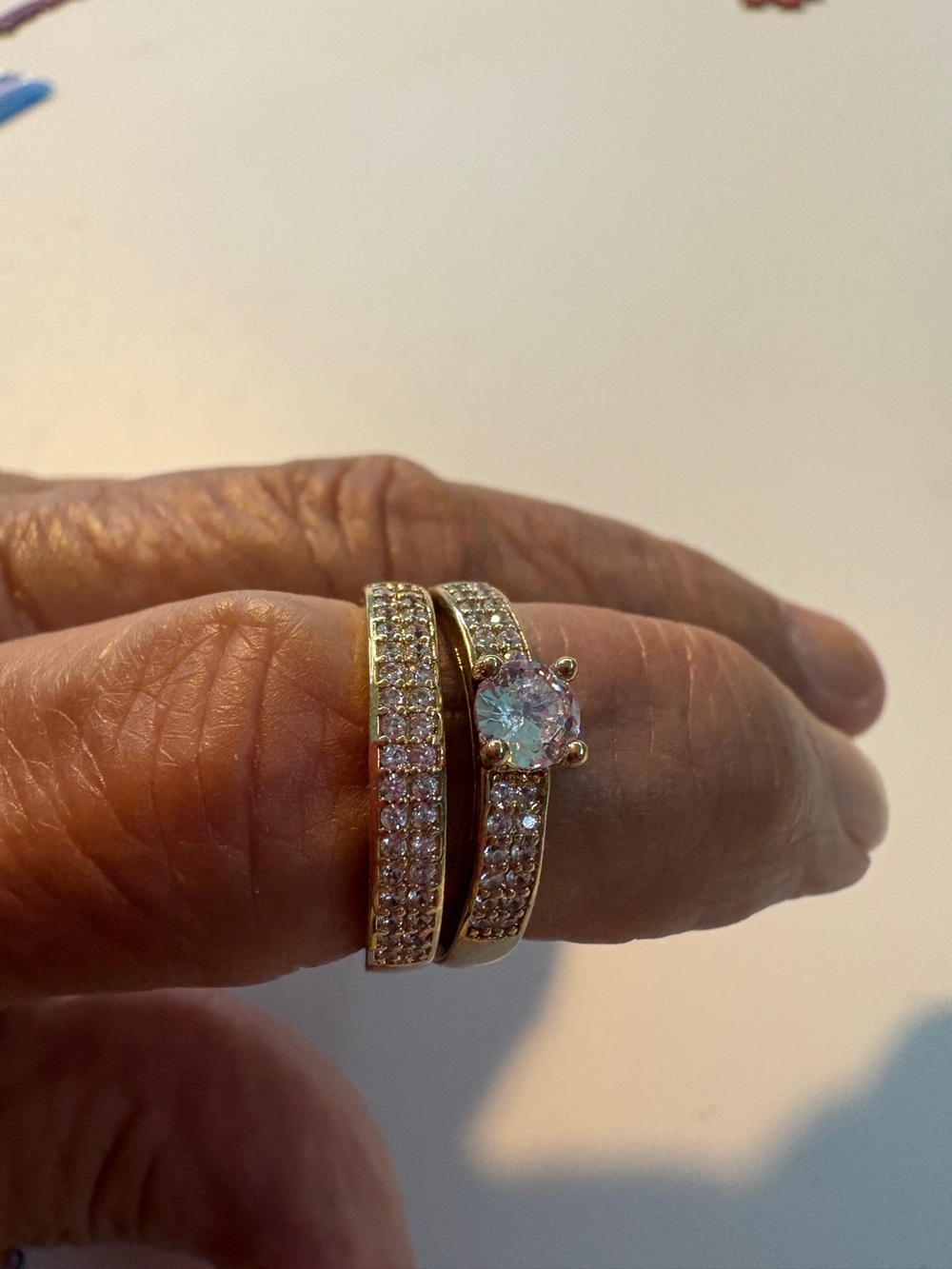 Gold-Tone Cubic Zirconia Bridal Ring Set Size 8